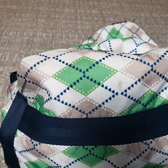 LeSportsac 80's Retro Classic Argyle Diamond Pattern Weekender Tote 24"x21"x14" - Picture 13 of 16